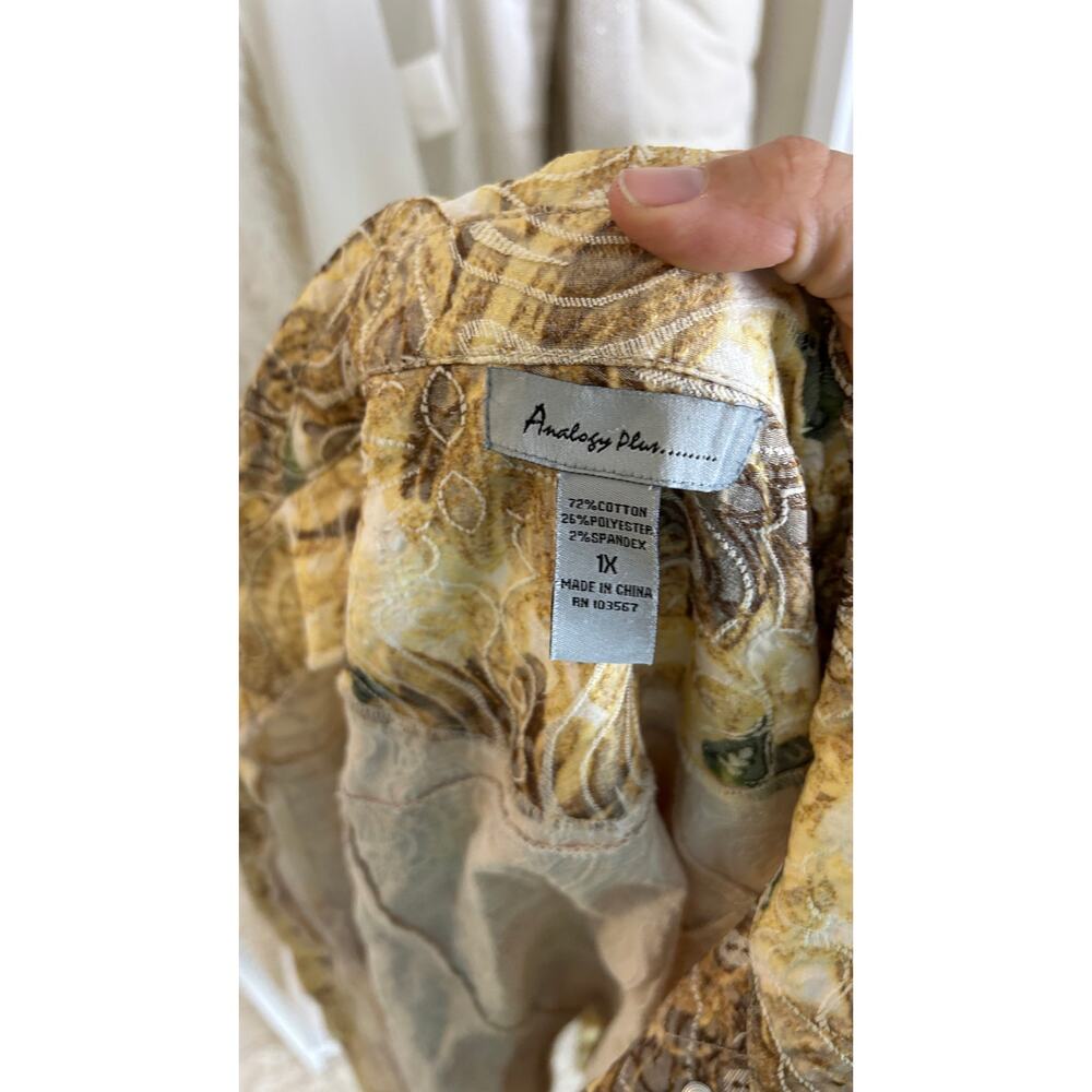 Analogies Plus Women's Size 1X Denim Style Cream Floral Embroidered Jacket #0462 - Picture 7 of 11